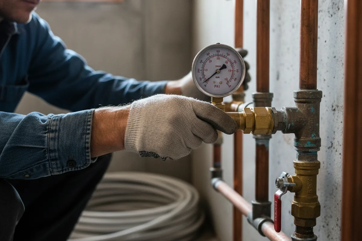 Pressure testing a repaired line during Water Line Repair in Stanfordville